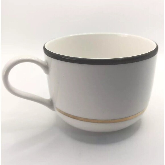 Kate Spade NY Lenox Make It Pop Teacup White Gold, Black Stripes Porcelain New - Picture 3 of 6